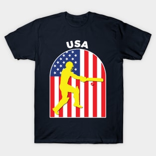 USA Cricket Batsman USA Flag T-Shirt